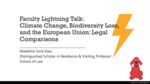 Faculty Lightning Talk:​ Climate Change, Biodiversity Loss, and the European Union: Legal Comparisons by Madeline June Kass