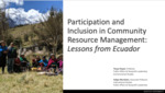 Participation and Inclusion in Community Resource Management: Lessons from Ecuador by Tanya Hayes
